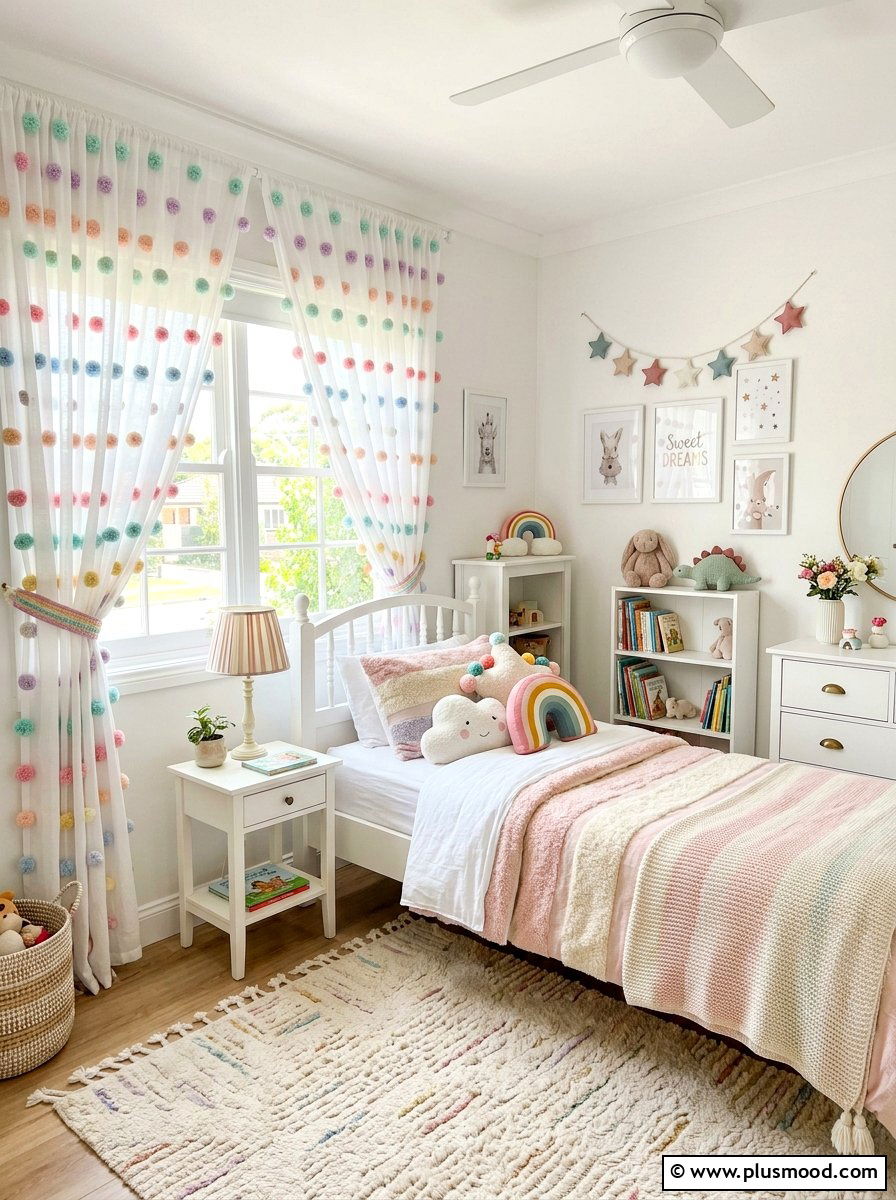 Pom Pom Curtains - 25 summer curtains ideas for bedroom