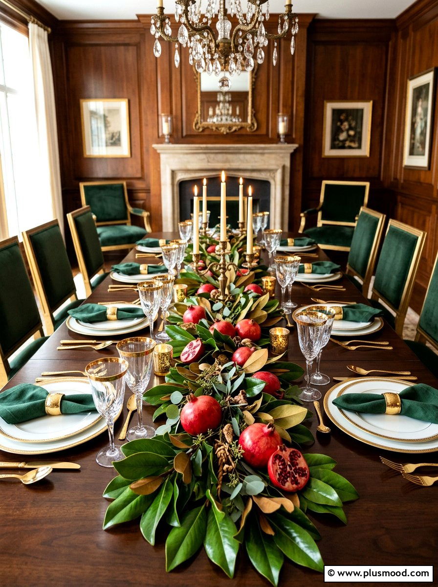 Pomegranate Table Runner - 25 late summer centerpiece ideas