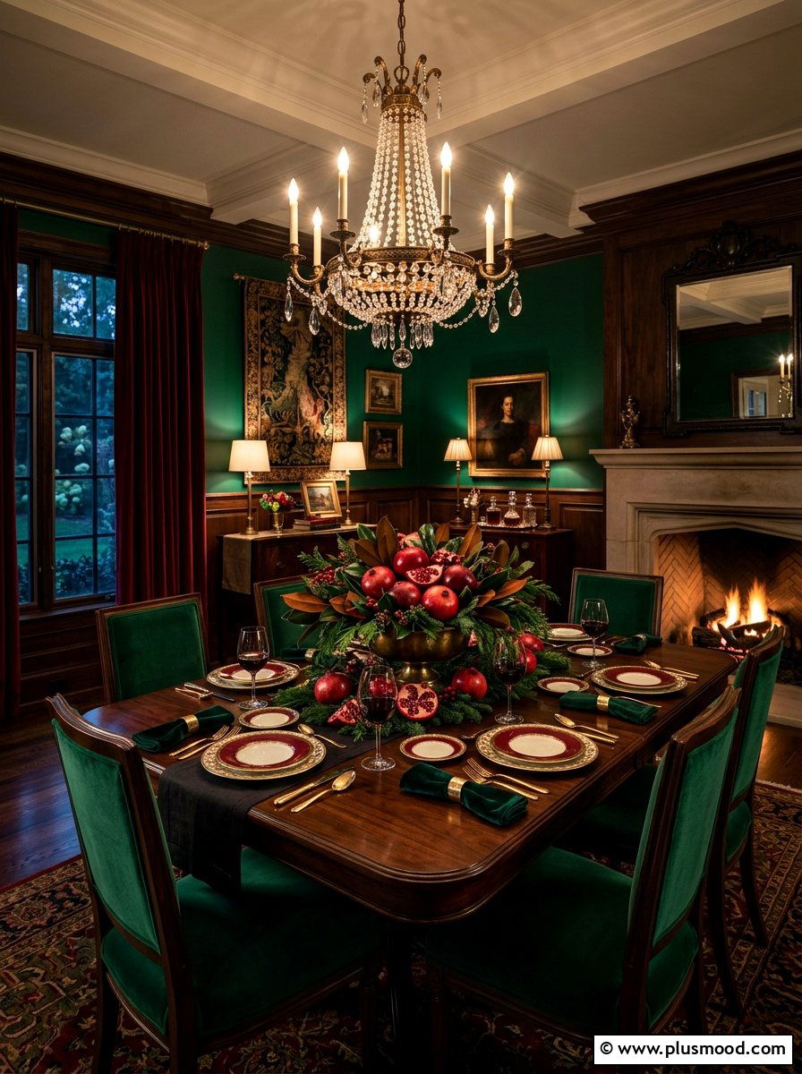 Pomegranate and Evergreen Table Decor - 25 summer to fall centerpiece ideas