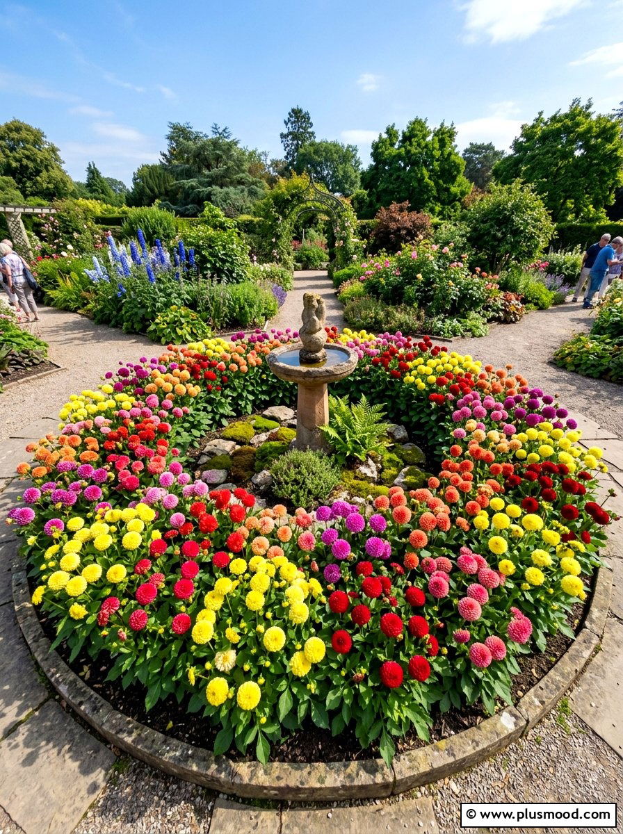 Pompon Dahlia Display - 25 summer dahlia garden ideas