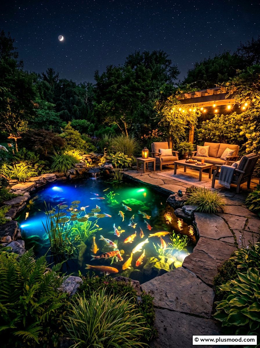 Pond With Underwater Lighting - 25 summer pond ideas for backyard