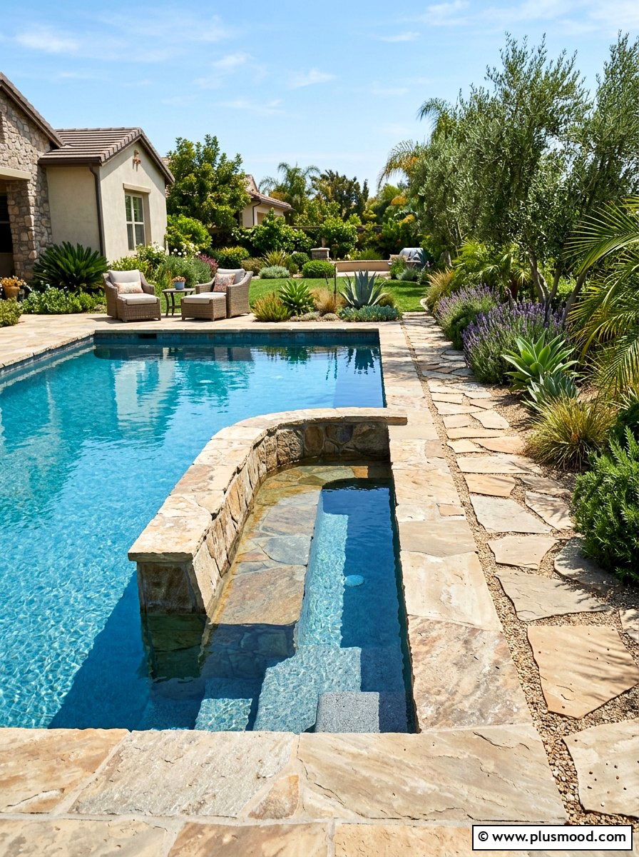 Pool Built In Bench - 25 pool landscaping ideas for narrow yards