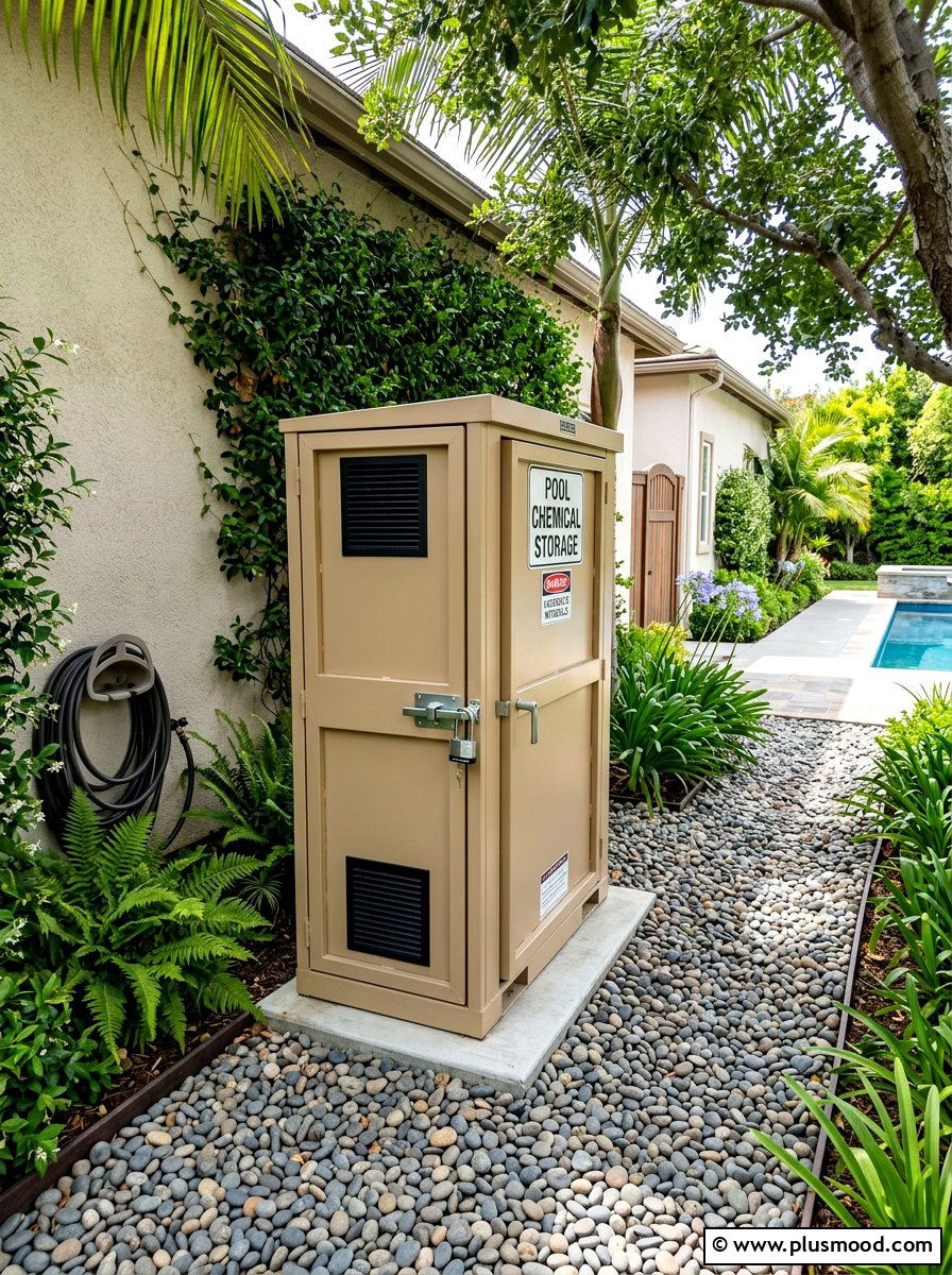 Pool Chemical Cabinet - 25 summer pool storage ideas