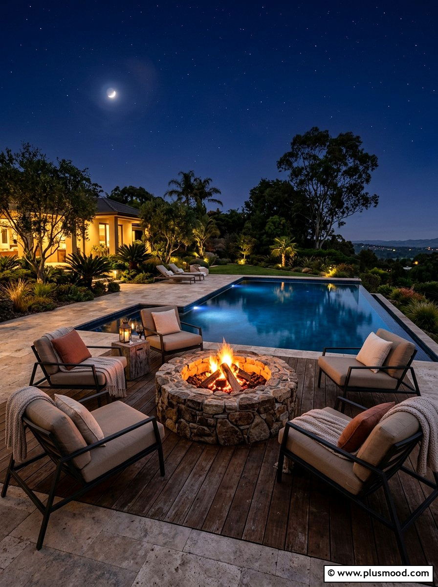 Pool Deck With Fire Pit Area - 25 summer deck around pool ideas