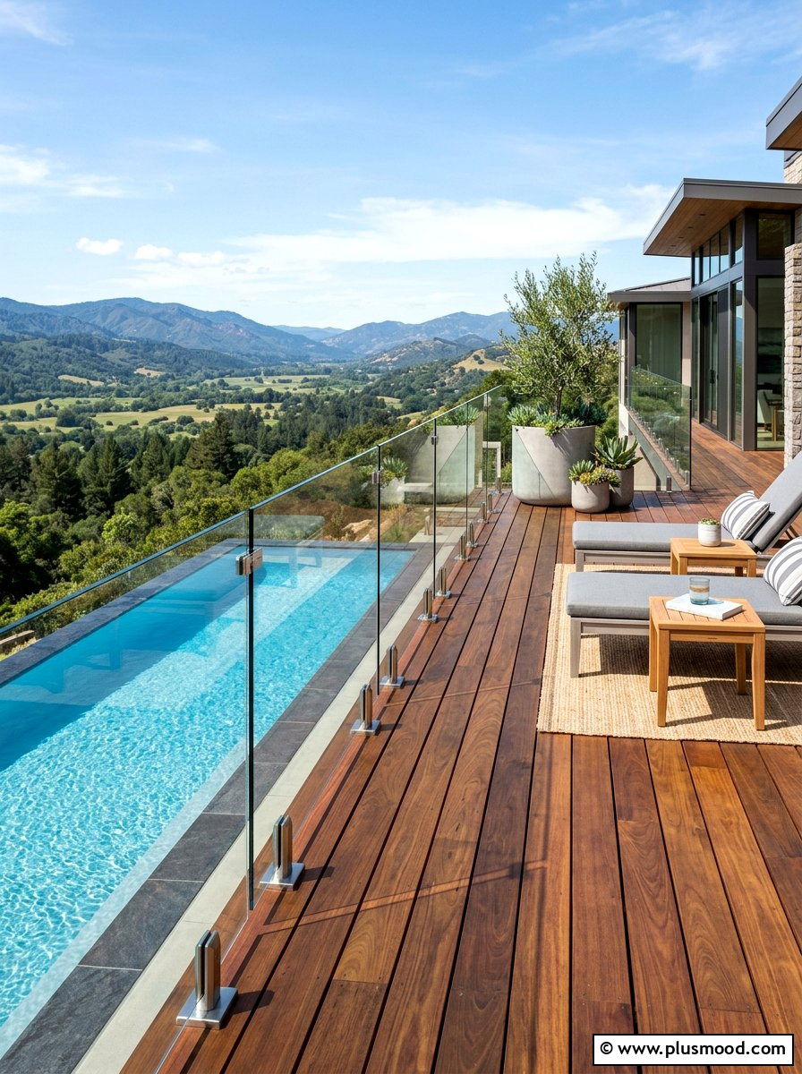 Pool Deck With Glass Railing - 25 summer deck around pool ideas