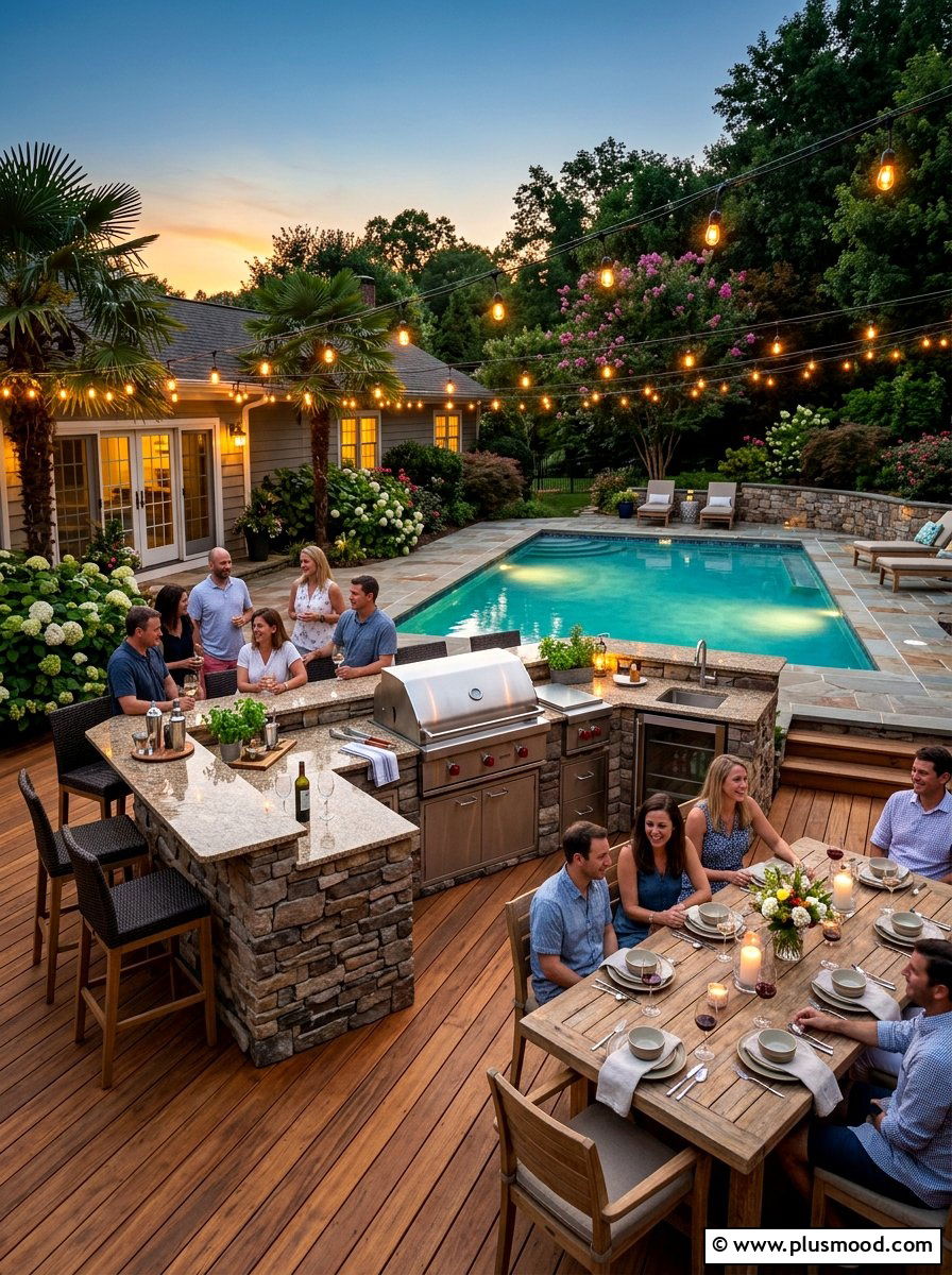 Pool Deck With Outdoor Kitchen - 25 summer deck around pool ideas