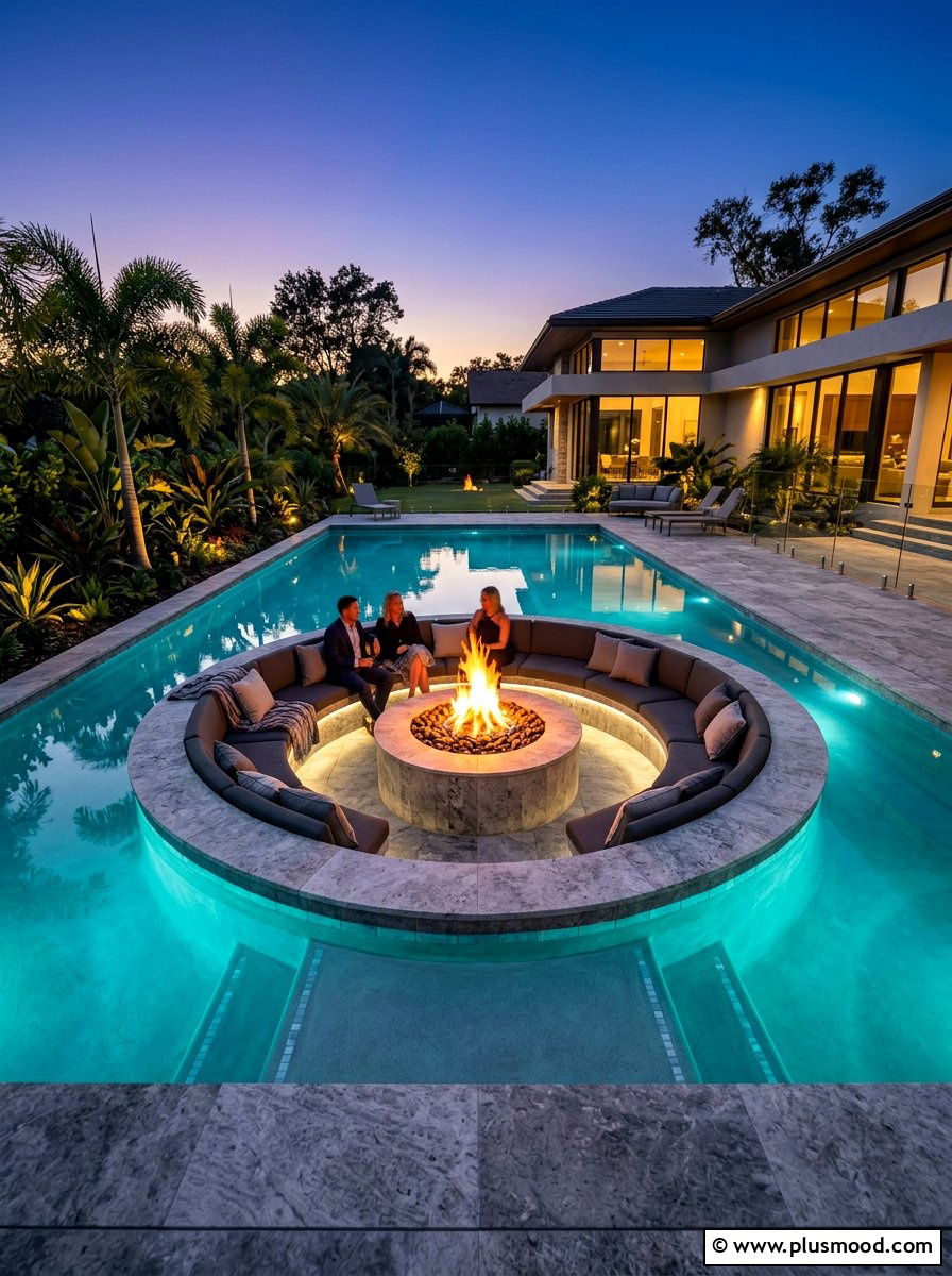 Pool Fire Pit Combo - 25 summer pool ideas