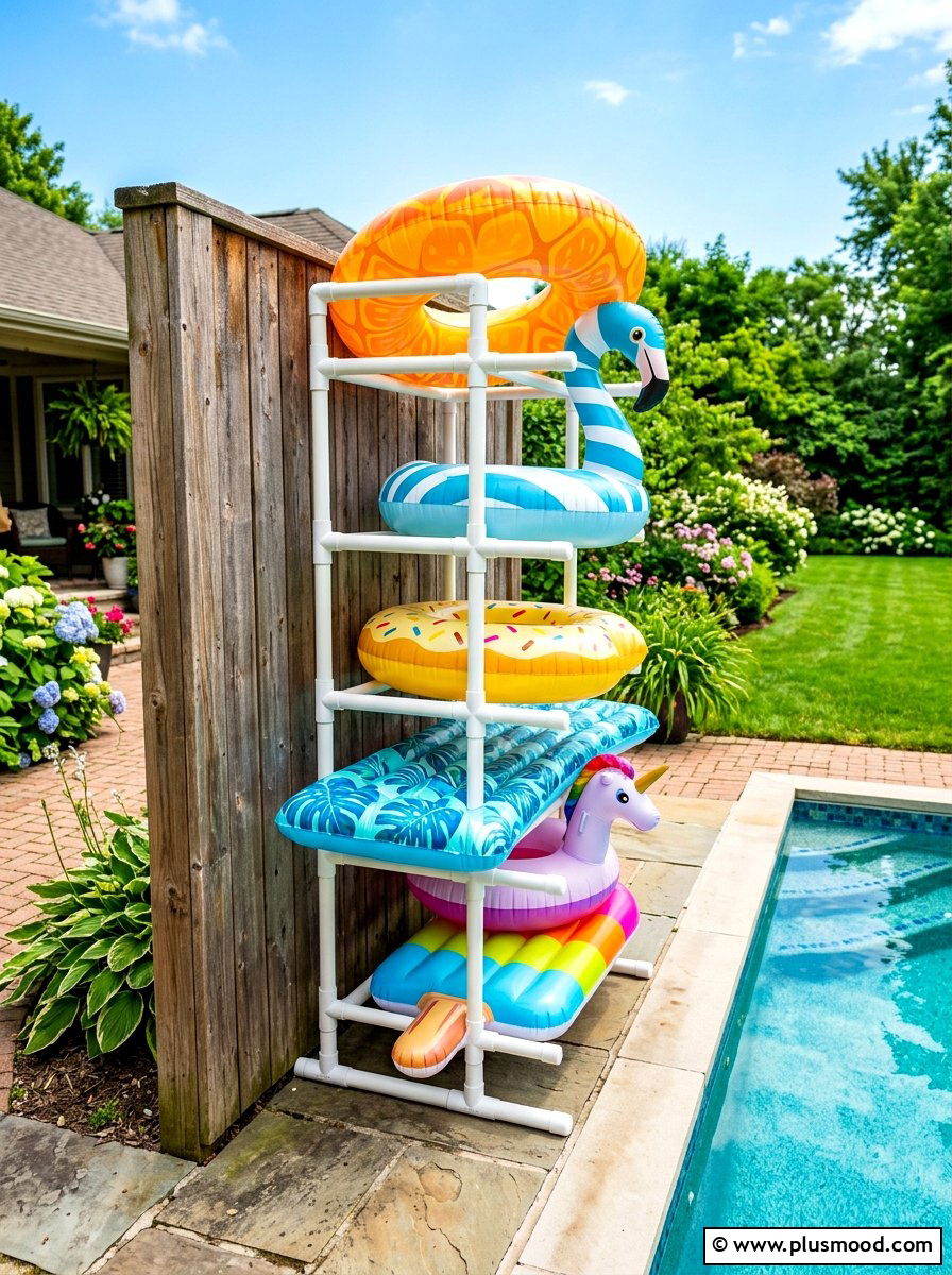 Pool Float Rack - 25 summer pool storage ideas