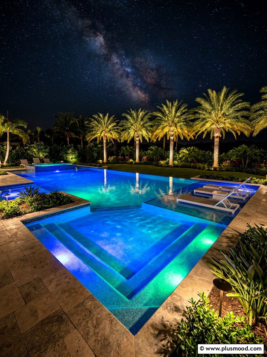 Pool LED Lighting - 25 summer tropical pool ideas