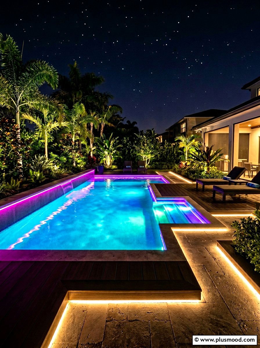 Pool Lighting System - 25 summer modern pool backyard ideas