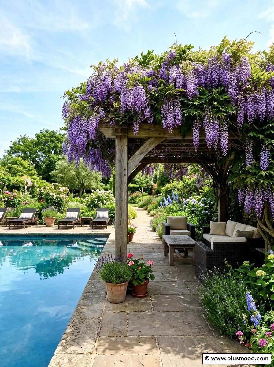 Pool Pergola Climbing Plants - 25 pool landscaping ideas with pergola