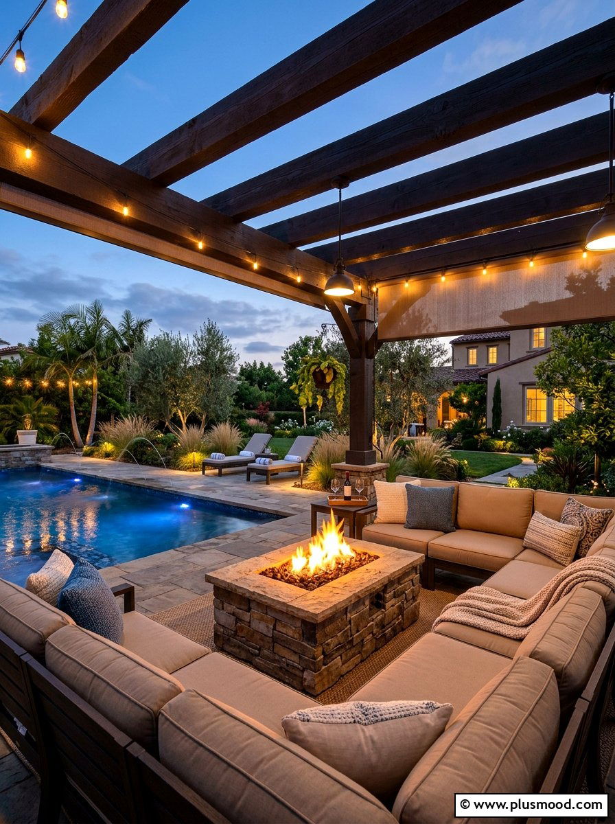 Pool Pergola With Fire Pit - 25 pool landscaping ideas with pergola
