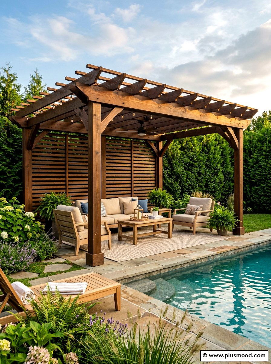 Pool Pergola With Privacy Screen - 25 pool landscaping ideas with pergola