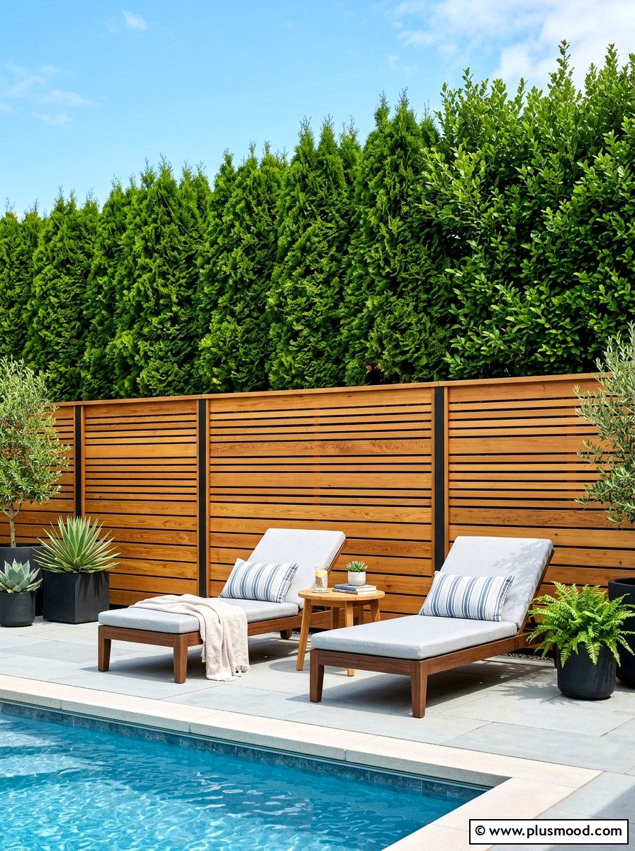 Pool Privacy Fence - 25 summer pool lounge area ideas