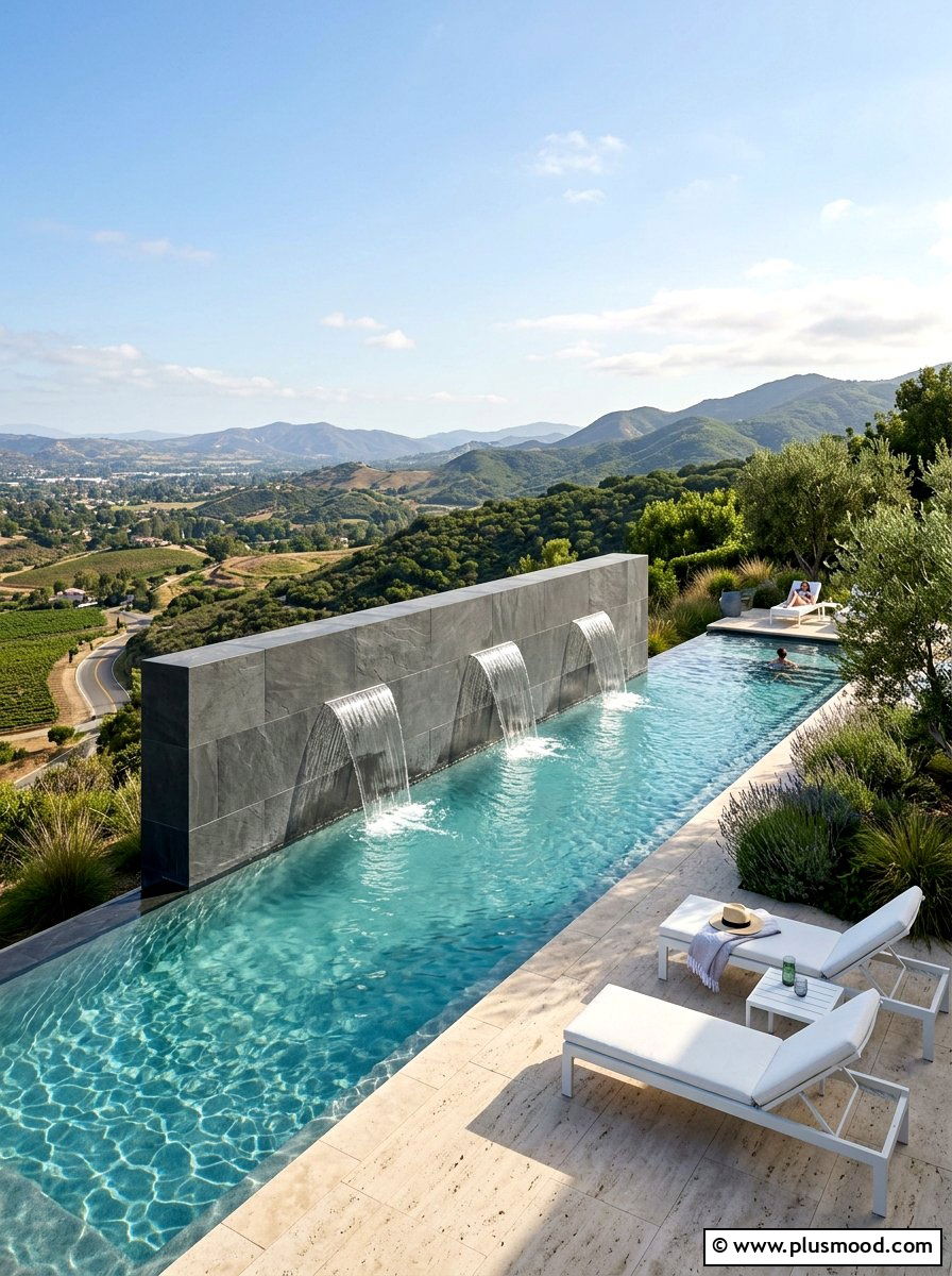 Pool Retaining Wall Water Feature - 25 pool landscaping ideas with retaining wall