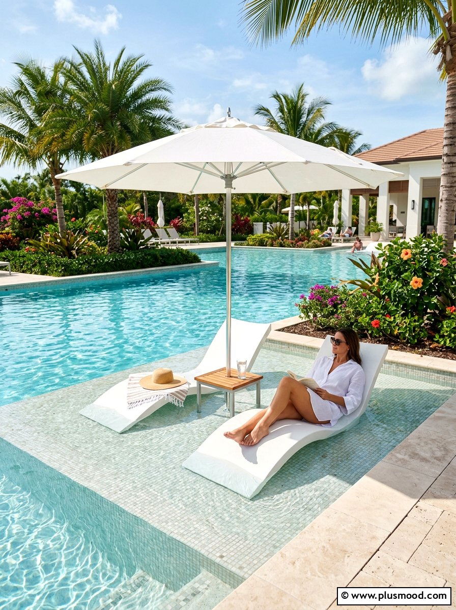 Pool Tanning Ledge - 25 pool landscaping ideas with plunge pool