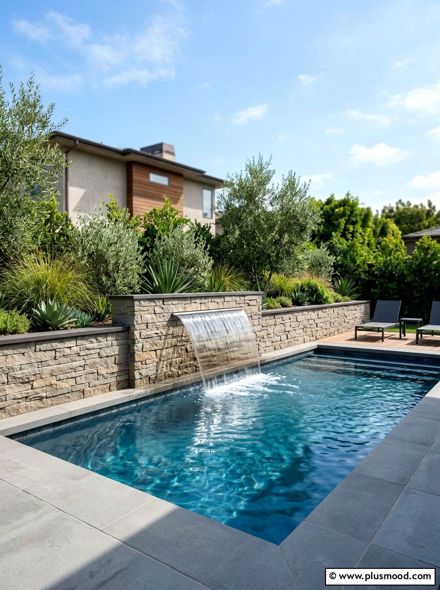 Pool Water Feature - 25 pool landscaping ideas with plunge pool