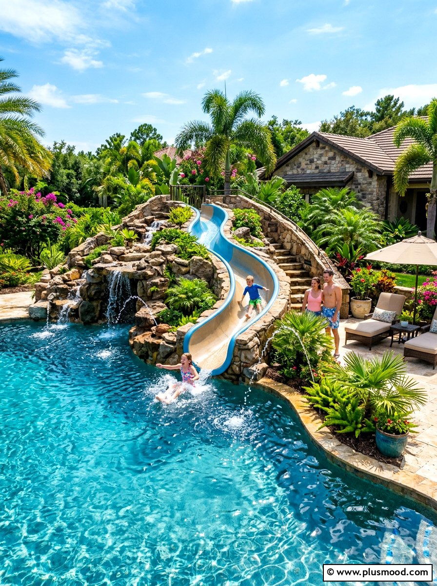 Pool With Built In Slide - 25 summer pool ideas