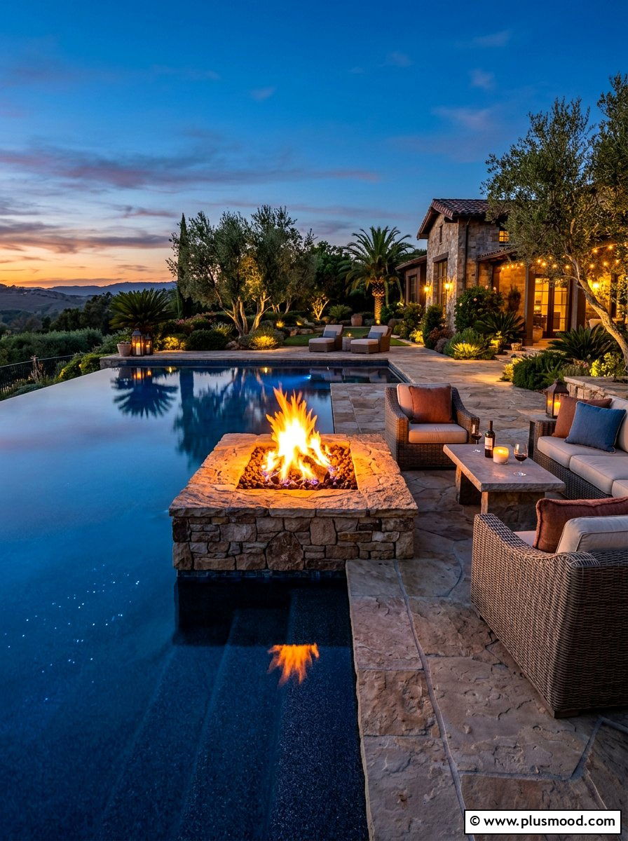 Pool With Fire Pit - 25 summer backyard pool ideas