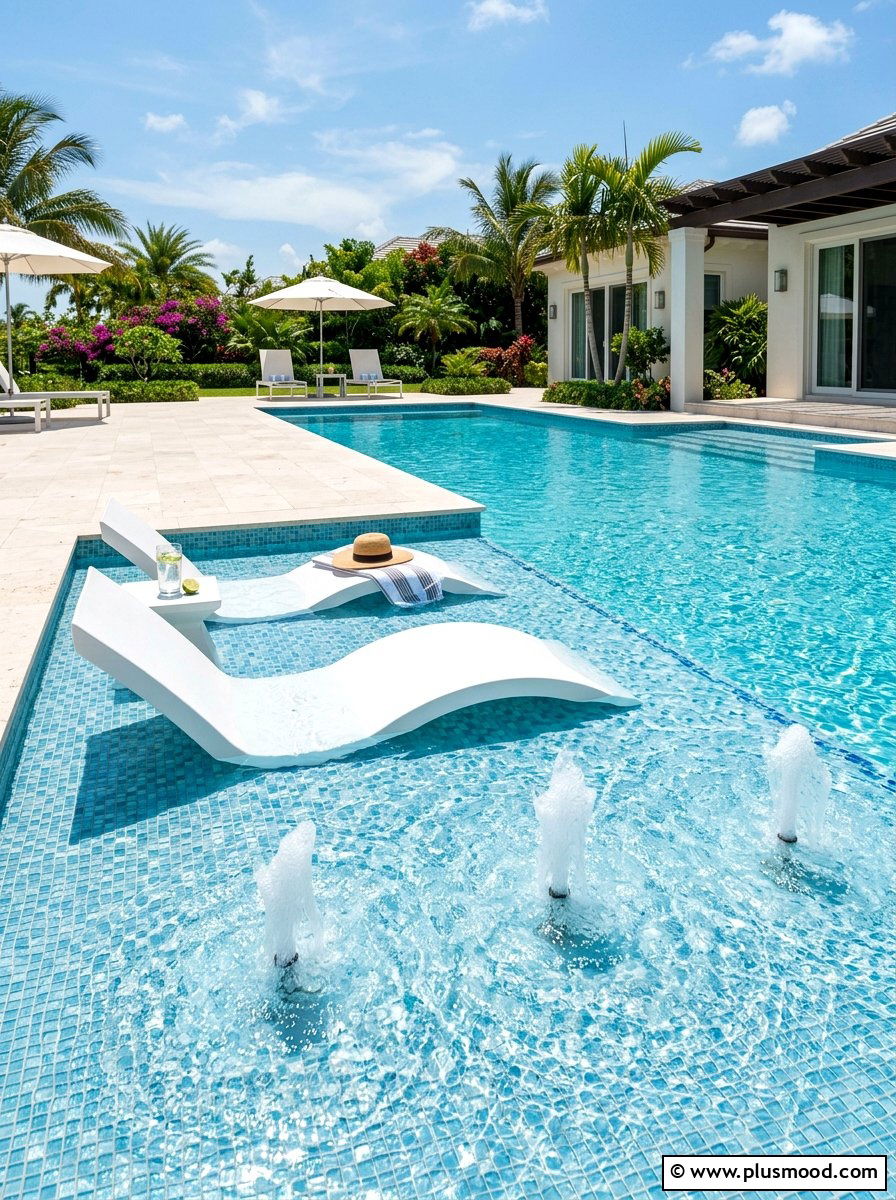 Pool With Fountain Bubblers - 25 pool landscaping ideas with water features