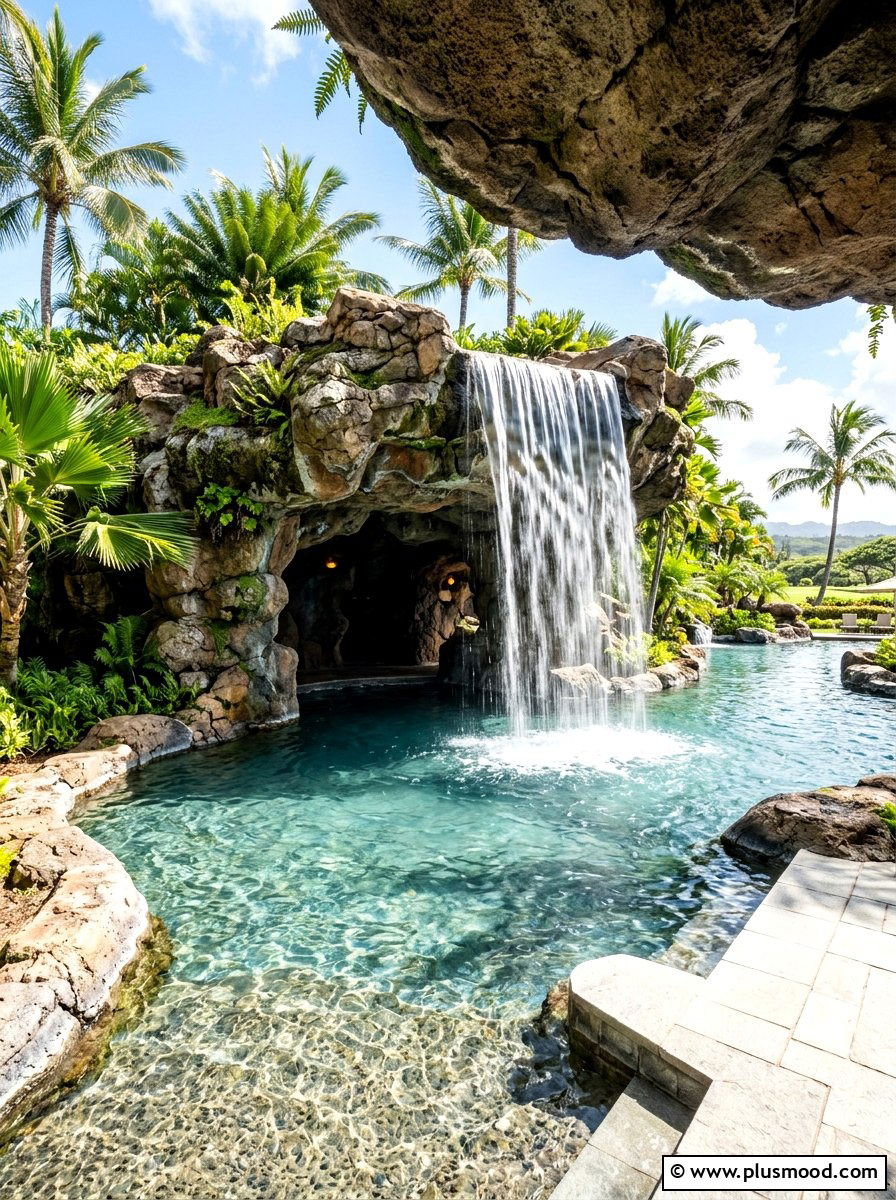 Pool With Grotto - 25 pool landscaping ideas with water features