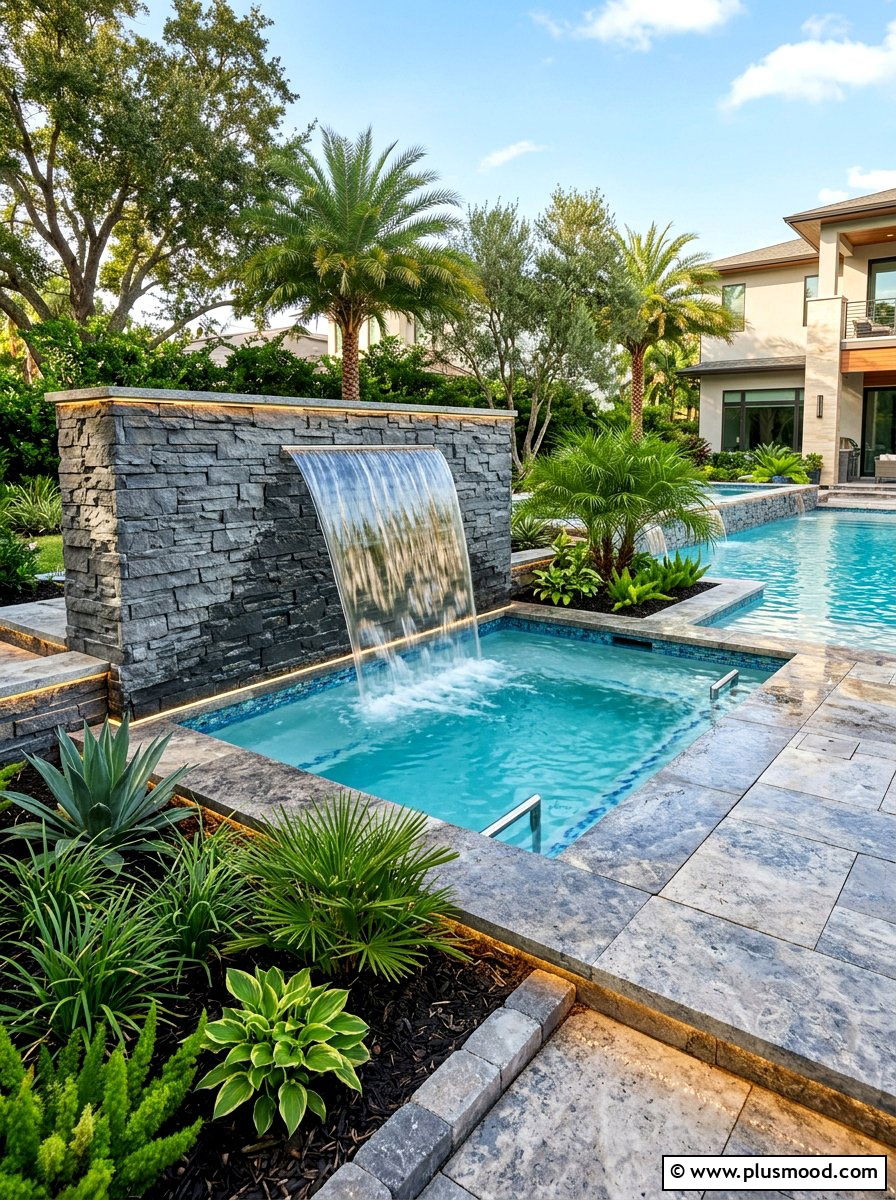 Pool With Waterfall - 25 summer small pool backyard ideas