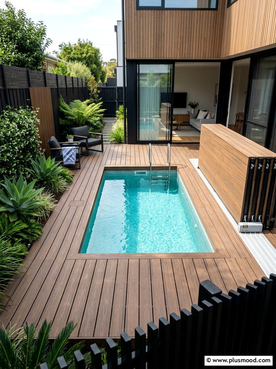 Pool retractable cover deck - 25 pool landscaping ideas for small lots