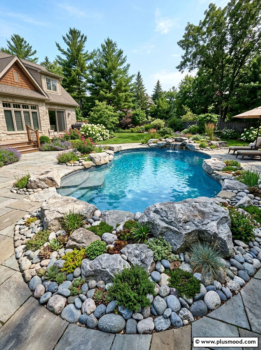 Pool rock garden landscaping - 25 pool landscaping ideas for inground pools