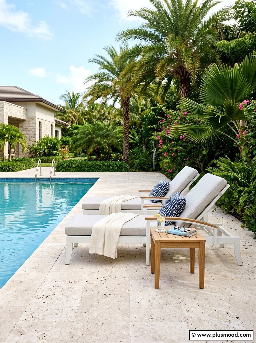 Pool side lounge area - 25 pool landscaping ideas for urban backyards