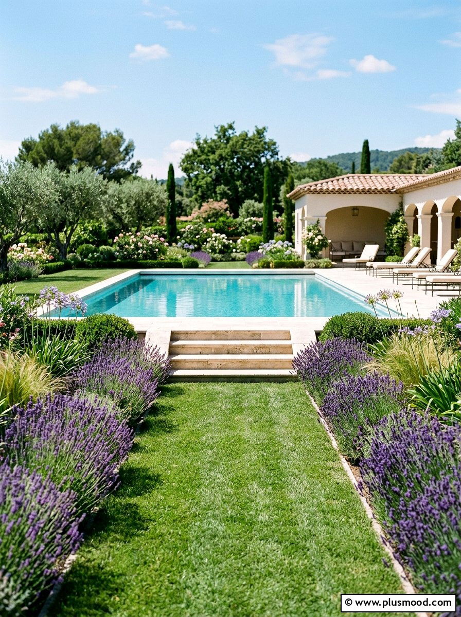 Pool with grass walkway - 25 pool landscaping ideas with grass