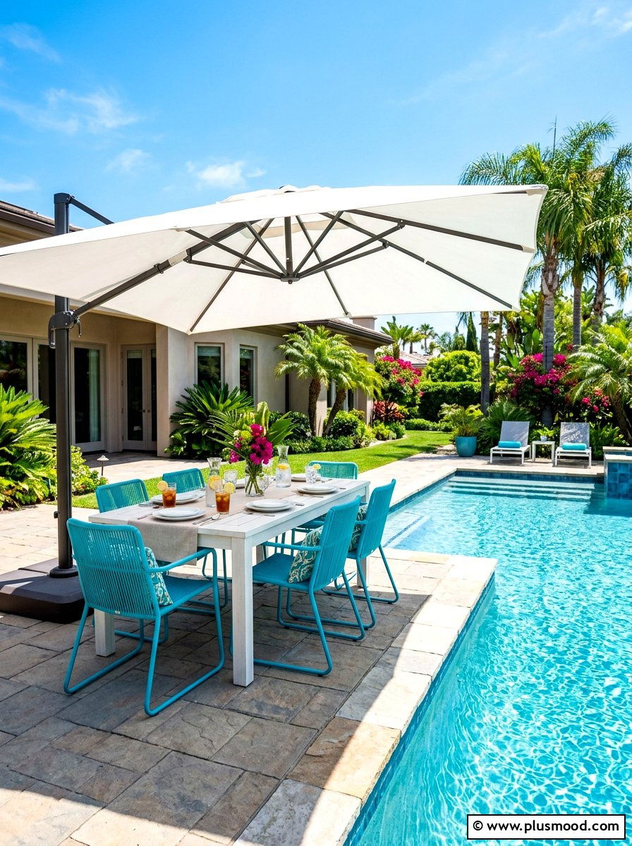 Poolside Backyard Dining - 25 summer backyard dining ideas
