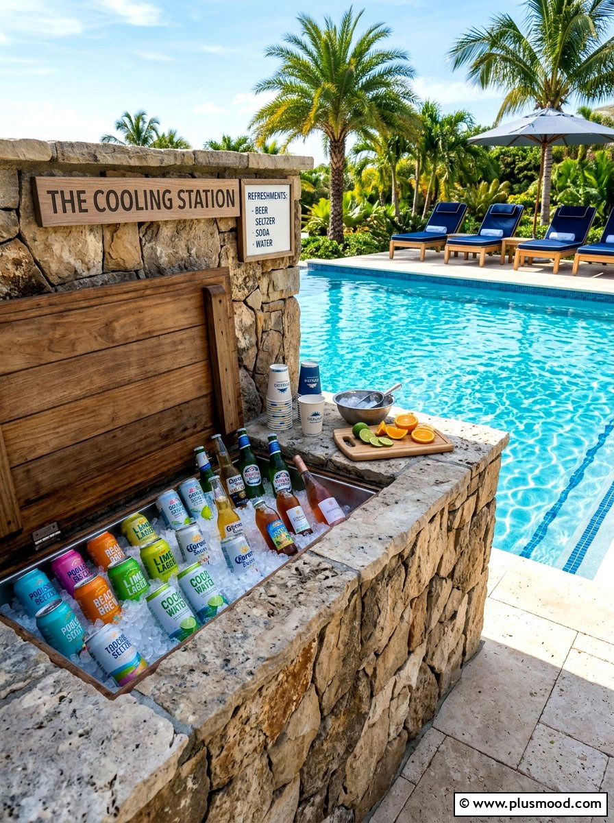 Poolside Beverage Cooling Station - 25 summer drink station ideas for summer