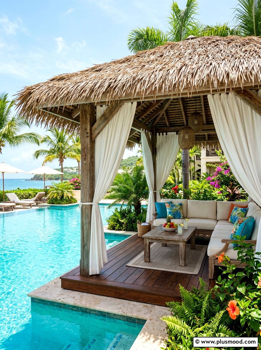 Poolside Cabana - 25 summer tropical pool ideas