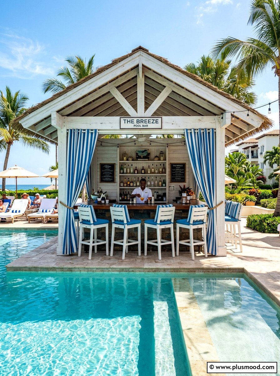 Poolside Cabana Bar - 25 summer patio bar ideas