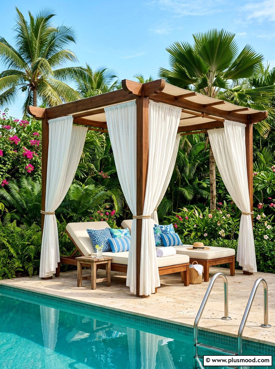 Poolside Cabana Pergola - 25 summer backyard pergola ideas