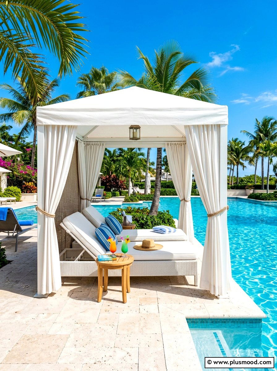 Poolside Cabana With Seating - 25 summer backyard patio ideas