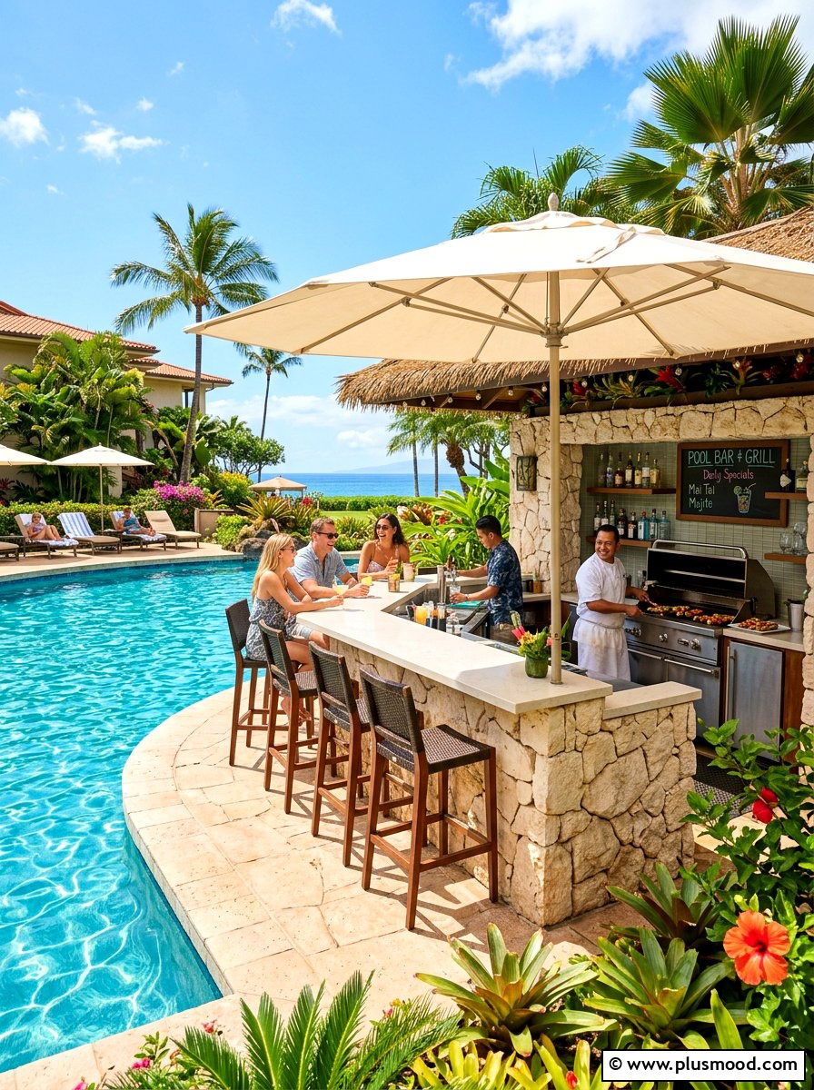 Poolside Grill And Bar Area - 25 summer backyard grill area ideas