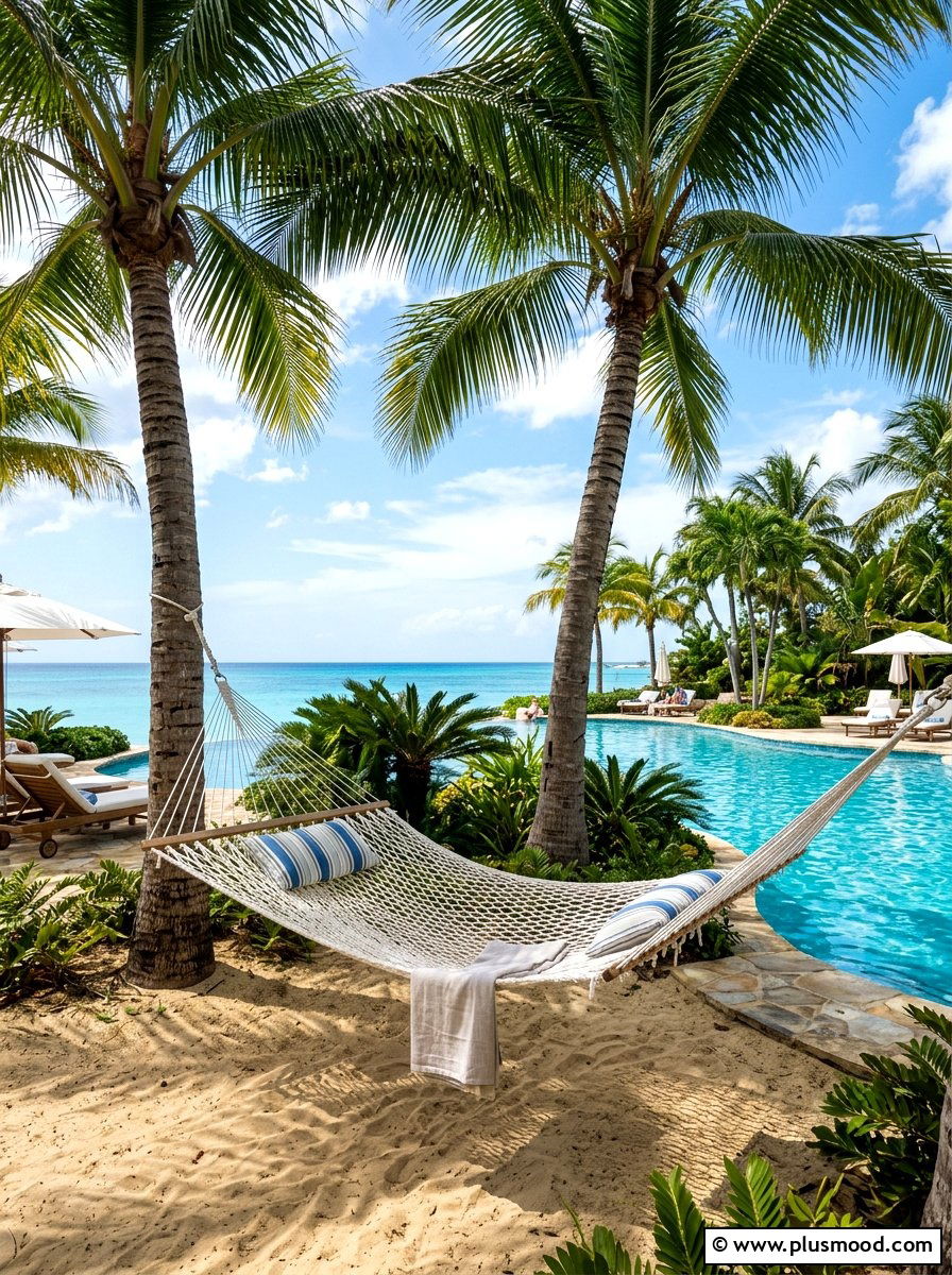Poolside Hammock - 25 summer budget pool area ideas