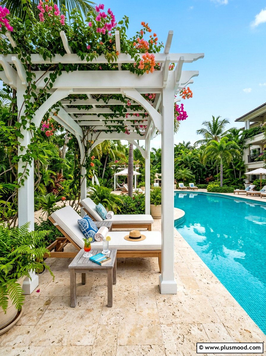 Poolside Shade Pergola - 25 summer patio pergola ideas