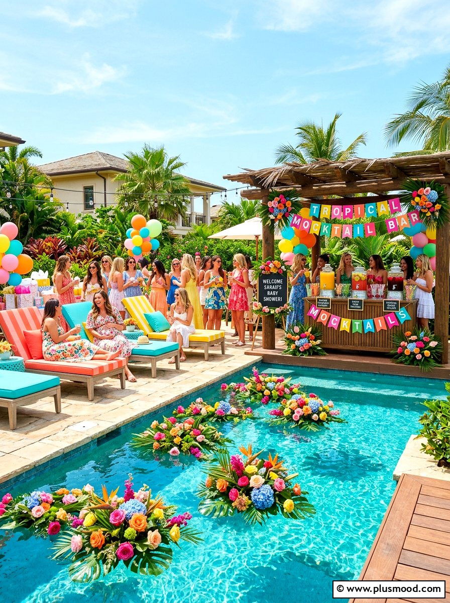 Poolside Summer Baby Shower - 25 summer outdoor baby shower ideas