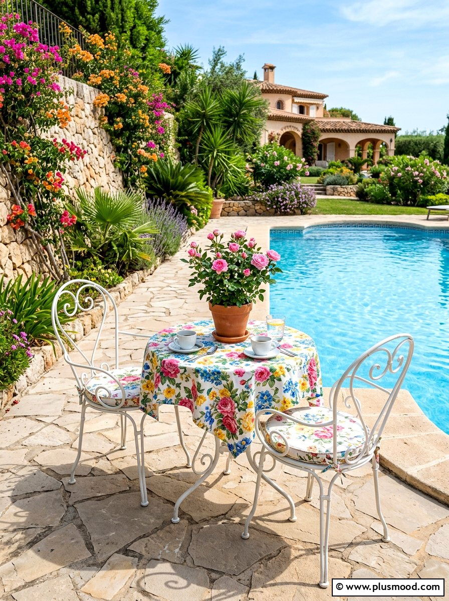 Poolside bistro set - 25 summer cozy poolside nook ideas