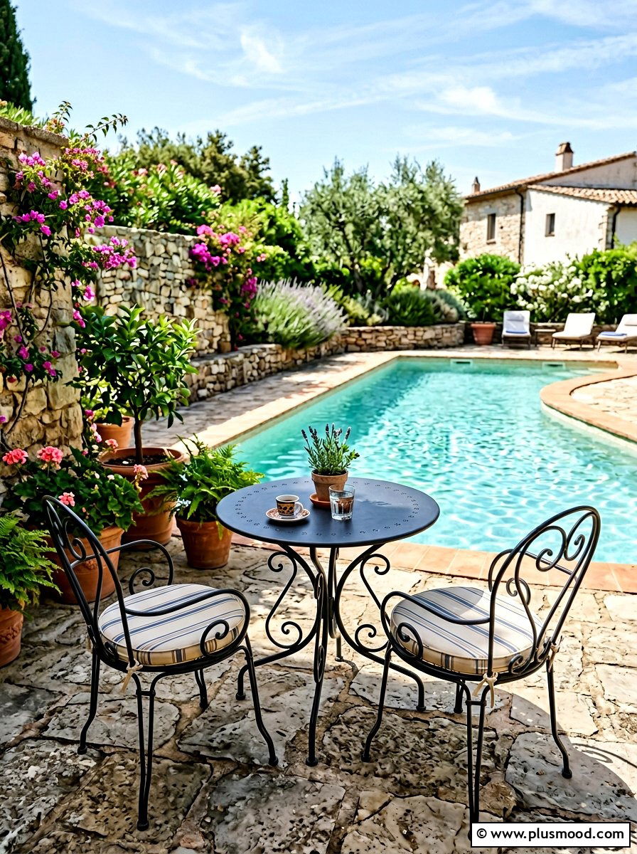 Poolside bistro set - 25 pool landscaping ideas on a budget