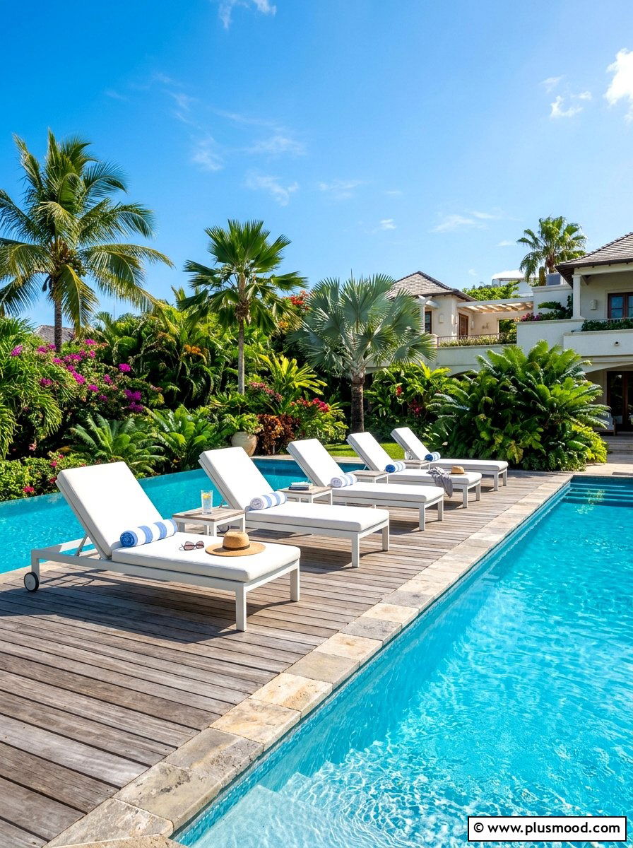 Poolside deck lounge - 25 summer deck party ideas