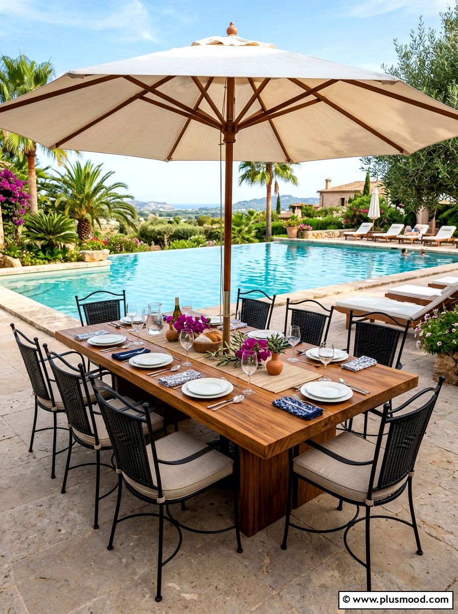 Poolside dining area - 25 summer poolside decor ideas