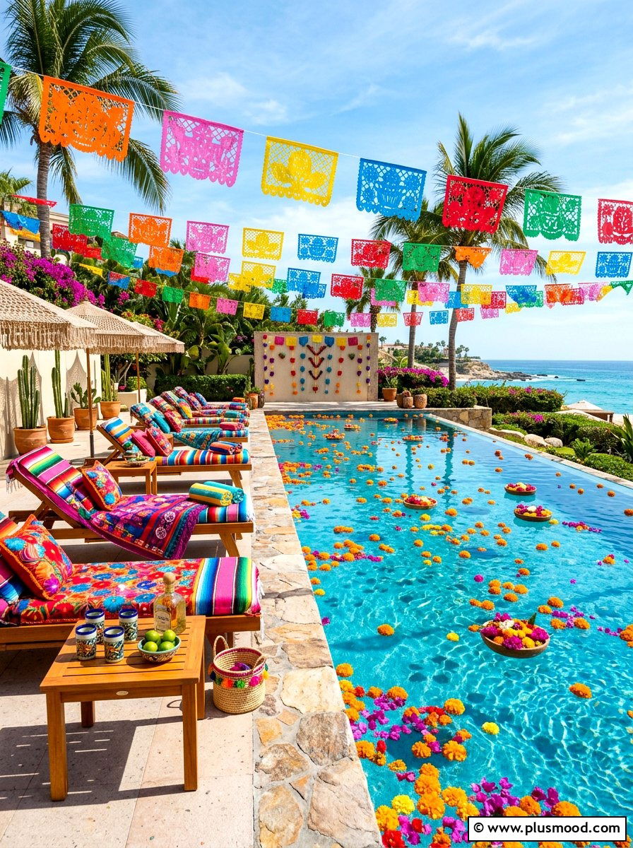 Poolside fiesta setup - 25 late summer party decor ideas