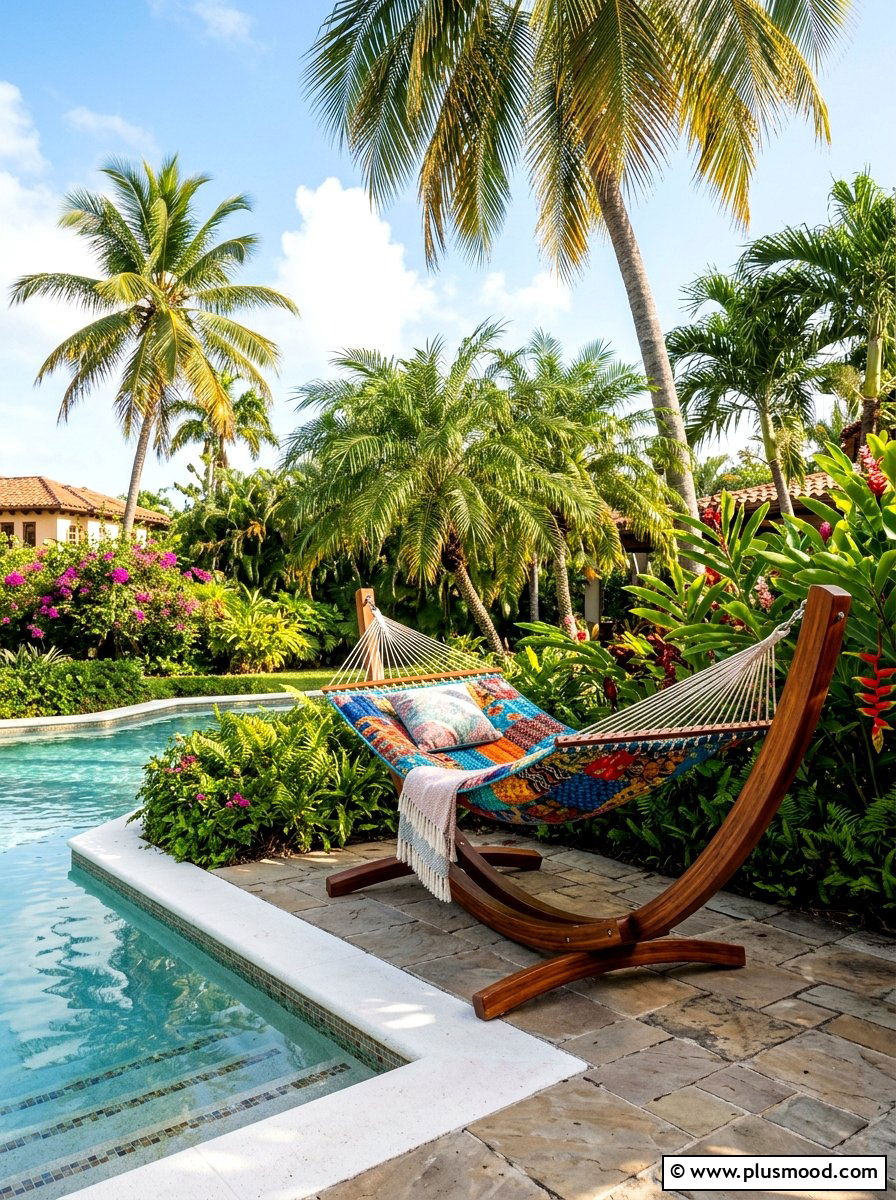 Poolside hammock - 25 summer poolside decor ideas