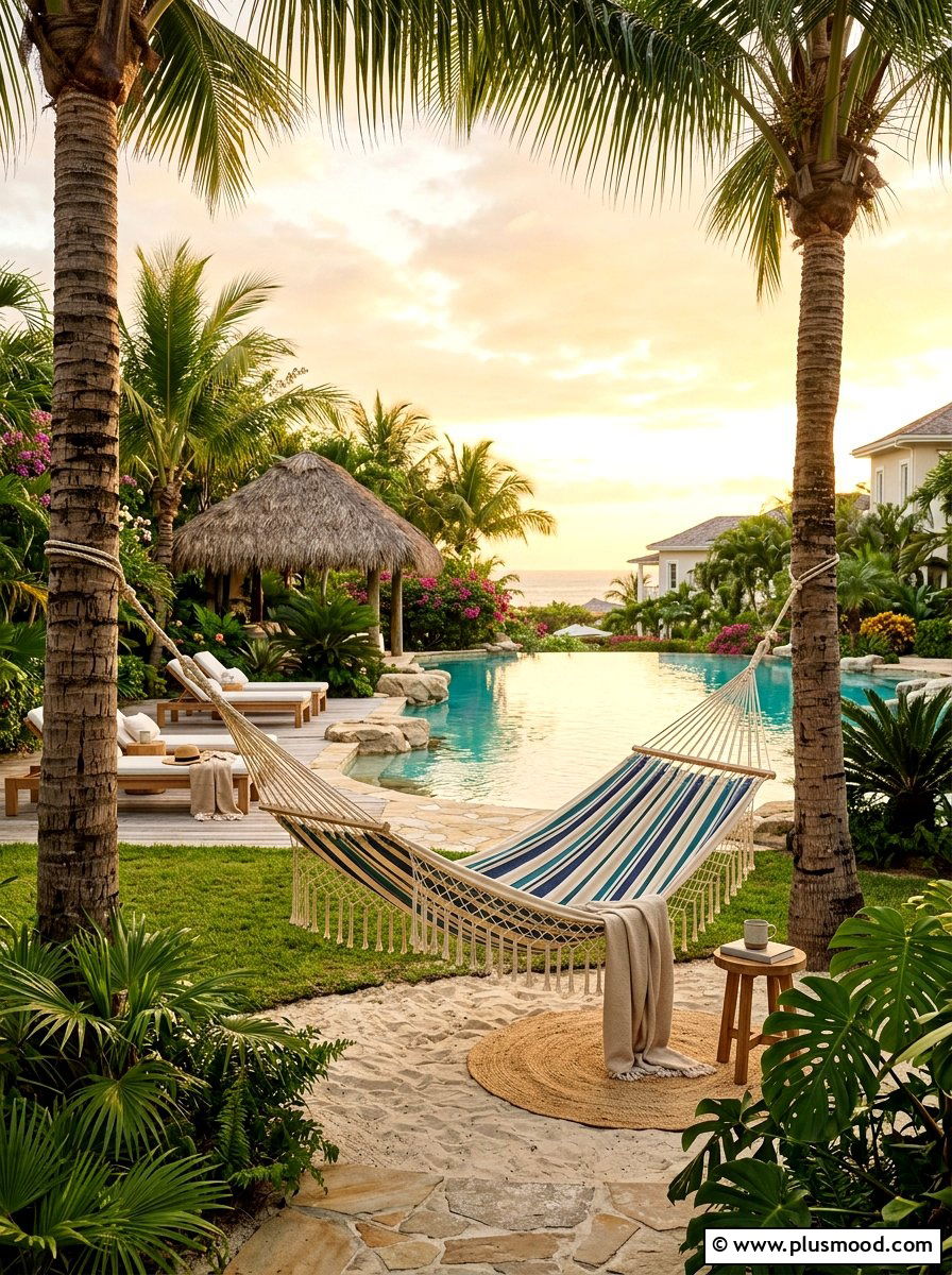 Poolside hammock zone - 25 pool landscaping ideas on a budget