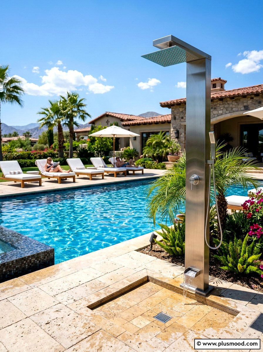 Poolside outdoor shower - 25 summer outdoor shower ideas