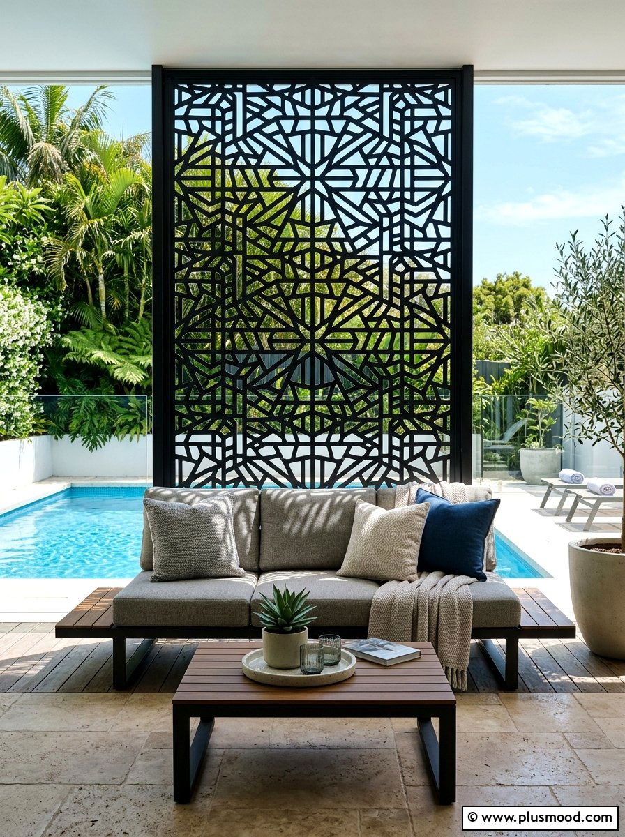 Poolside privacy screen - 25 pool landscaping ideas for small lots