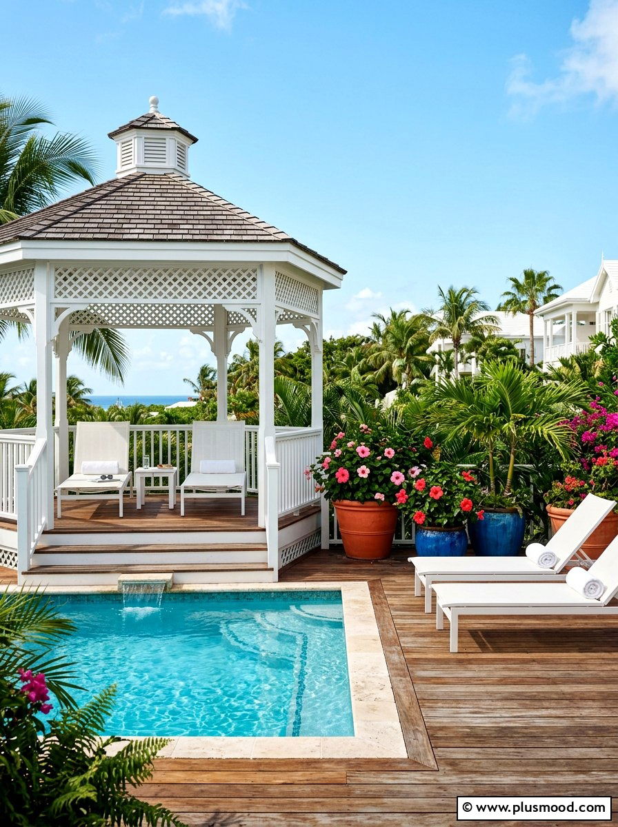 Poolside small gazebo - 25 small backyard ideas with gazebo
